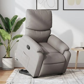 vidaXL Poltrona reclinável elevatória tecido cinzento-acastanhado