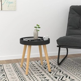 vidaXL Mesa de apoio 38x38x40 cm deriv. madeira/pinho maciço preto