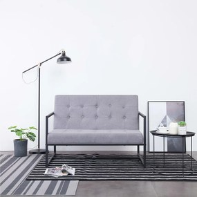 vidaXL Sofá de 2 lugares c/ apoio braços aço + tecido cinzento-claro