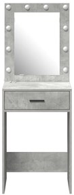 Mesa de Maquilhagem com Luzes LED em Cinza Concreto, 50x41x135 cm
