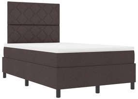Cama Box com Colchão e LED Castanho Escuro, 120 x 200 cm Tecido