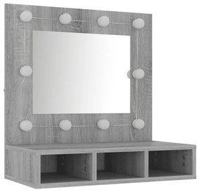 Armário espelhado com LED 60x31,5x62 cm sonoma cinza