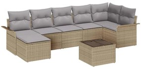 Conjunto de Sofás de Jardim de 8 Peças com Almofadas Preto Vime Poliés