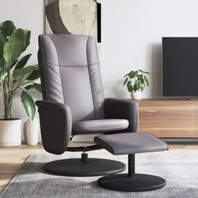 356511 vidaXL Cadeira reclinável com apoio de pés couro artificial cinzento