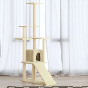 vidaXL Árvore para gatos c/ postes arranhadores sisal 155 cm cor creme
