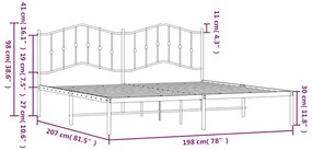 Estrutura de cama com cabeceira 193x203 cm metal branco
