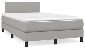 vidaXL Cama box spring c/ colchão e LED 120x190 cm tecido cinza-claro