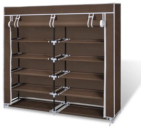 vidaXL Armário p/ sapatos com cobertura 115x28x110cm tecido castanho