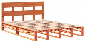 Cama sem colchão 140x190 cm pinho maciço castanho-mel