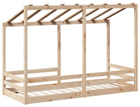 Cama infantil com telhado 90x190 cm madeira de pinho maciça