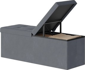 Banco com tampa 38 x 110 x 38 cm, com espaço de arrumação, para a entrada cinzento