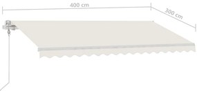 Toldo automático com LED e sensor de vento 400x300 cm cor creme