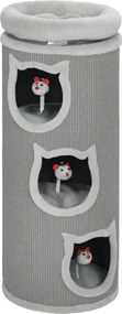 PawHut Barril arranhador para gatos, 96 cm, torre de 4 níveis com cama lavável, 3 tocas, brinquedo pendurado, para vários gatos Cinza | Aosom Portugal