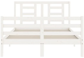 Estrutura de cama com cabeceira 140x190cm madeira maciça branco
