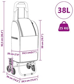 Carrinho de Compras vidaXL com Escada Preto 38 L