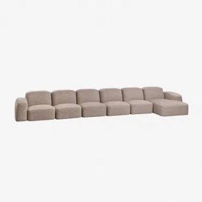 Sofá Modular Bastian De 6 Peças Com Chaise Longue Lateral Direita Bouclé Castanho Moca - Sklum