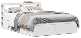 Estrutura de cama com cabeceira 160x200 cm pinho maciço branco