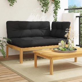 vidaXL Sofá de canto para jardim com almofadões acácia maciça