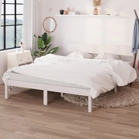 Estrutura de cama casal 135x190 cm pinho maciço branco