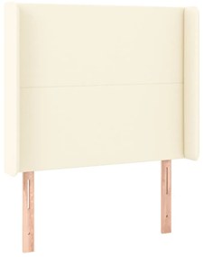 Cama box spring c/ colchão/LED 90x200 cm couro artificial creme