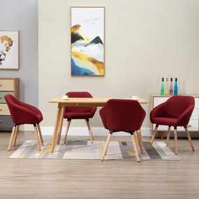 vidaXL Cadeiras de jantar 4 pcs tecido vermelho tinto