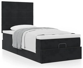 Estrutura de cama otomana vidaXL com colchões preto 100x200cm Veludo