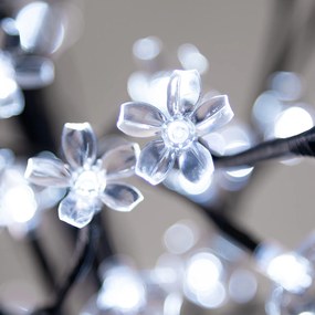 Árvore de cerejeira em flor com LEDs para interior e exterior de 220 cm Preto (base e estrutura) + Azul (luz)