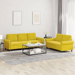 3202256 vidaXL 2 pcs conjunto de sofás com almofadões veludo amarelo