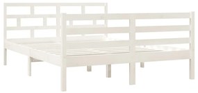 Estrutura de cama 140x190 cm madeira de pinho maciça branco