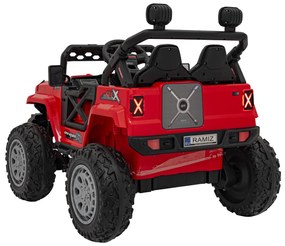 Jipe elétrico para Crianças 12V 4x4 OFF ROAD Speed Rodas de EVA, Assento de couro Vermelho