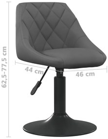 Cadeiras de jantar giratórias 2 pcs veludo cinzento-escuro