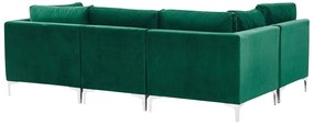 Sofá em formato de U com 6 lugares em veludo verde EVJA Beliani