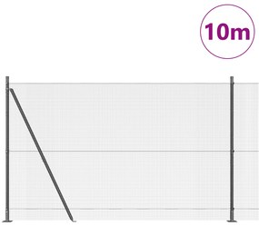 Cerca de Arame Soldado com 7 Postes Flanged Cinza 1.5x10 m Aço