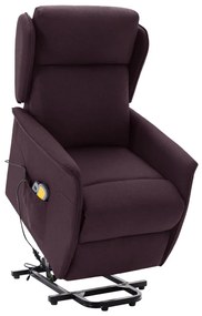 vidaXL Poltrona elevatória de massagens tecido roxo