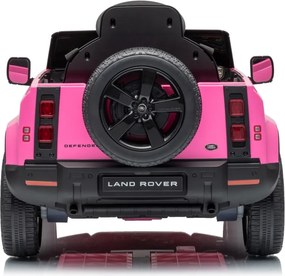 Carro elétrico para Crianças 12V 4x4 Land Rover Defender Rodas de espuma EVA, Assento Couro ecológico, Controlo remoto Rosa