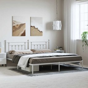 Estrutura de cama com cabeceira 193x203 cm metal branco