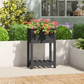 vidaXL Vaso/floreira com prateleira 54x34,5x81 cm pinho maciço cinza