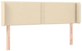 Cabeceira de cama c/ luzes LED tecido 147x16x78/88 cm cor creme