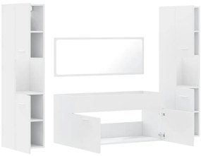 4 pcs conjunto móveis casa de banho derivados de madeira branco