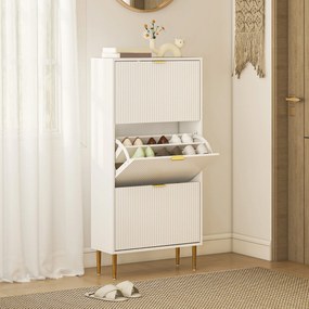 Sapateira Estreita Sapateira para Entrada com Prateleiras Ajustáveis para 18 Pares de Sapatos 60x24x128 cm Branco