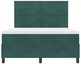 Cama Box Spring vidaXL com Colchão e LED Verde Escuro 140x200 cm Velud