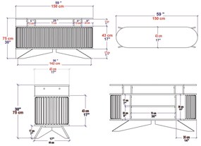Aparador Stor – Carvalho/Branco – 150x43x75 cm