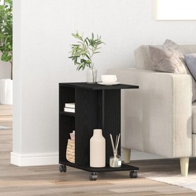 Mesa de Apoio com Rodas em Carvalho Preto 50x30x55 cm em Madeira Ingen