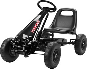 Kart a pedais para crianças com assento ajustável, pneus de EVA, embraiagem manual e travão, 110 x 61 x 62 cm, preto