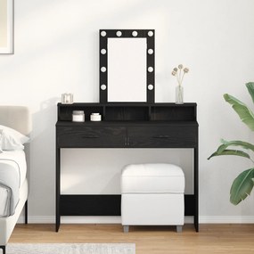 mesa de maquilhagem vidaXL com luzes LED em Carvalho Preto 100x41x140 cm