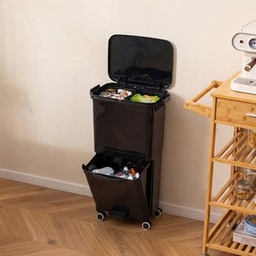 Caixote do lixo de 36 litros com 2 cubos e autocolantes para triagem de lixo 42 x 29 x 74 cm (C x L x A) Contentor de resíduos com rodas, modelo unive