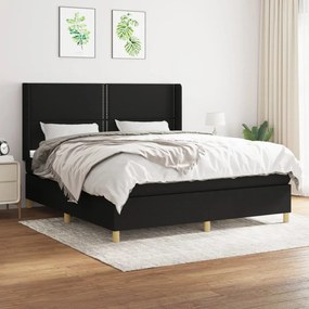 vidaXL Cama com molas/colchão 180x200 cm tecido preto