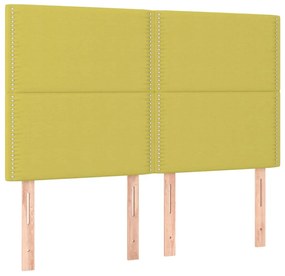 Cabeceira cama c/ LED tecido 144x5x118/128 cm verde