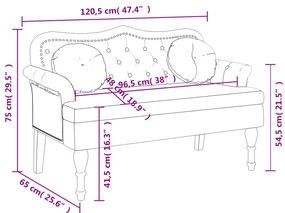 Banco com almofadões 120,5x65x75 cm veludo cinzento-claro