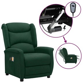 vidaXL Poltrona de massagens elétrica tecido verde-escuro
